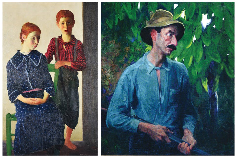 James R. Hopkins' "Brother and Sister" (L) and "Mountain Man" (R)