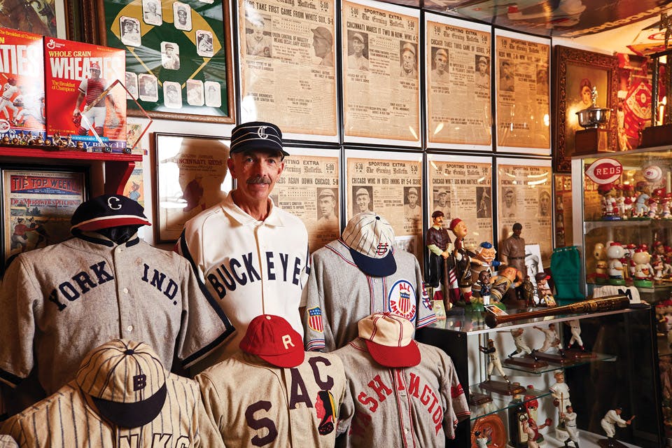 Tracy Martin at his Vintage Baseball Museum