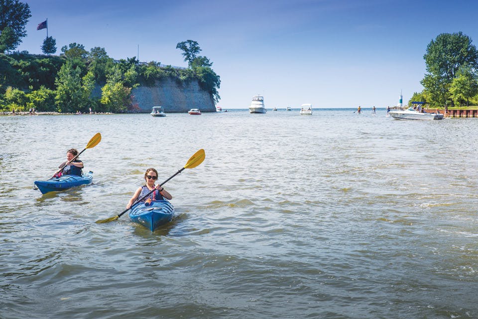 kayaking on lake erie