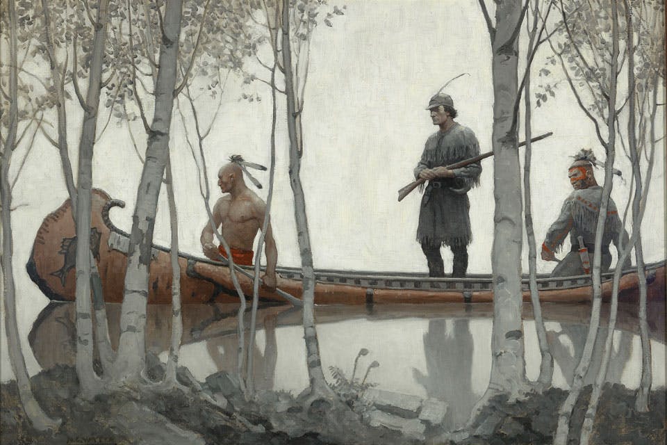 N.C. Wyeth's "The Last of the Mohicans" endpaper illustration N.C. Wyeth's "The Last of the Mohicans" endpaper