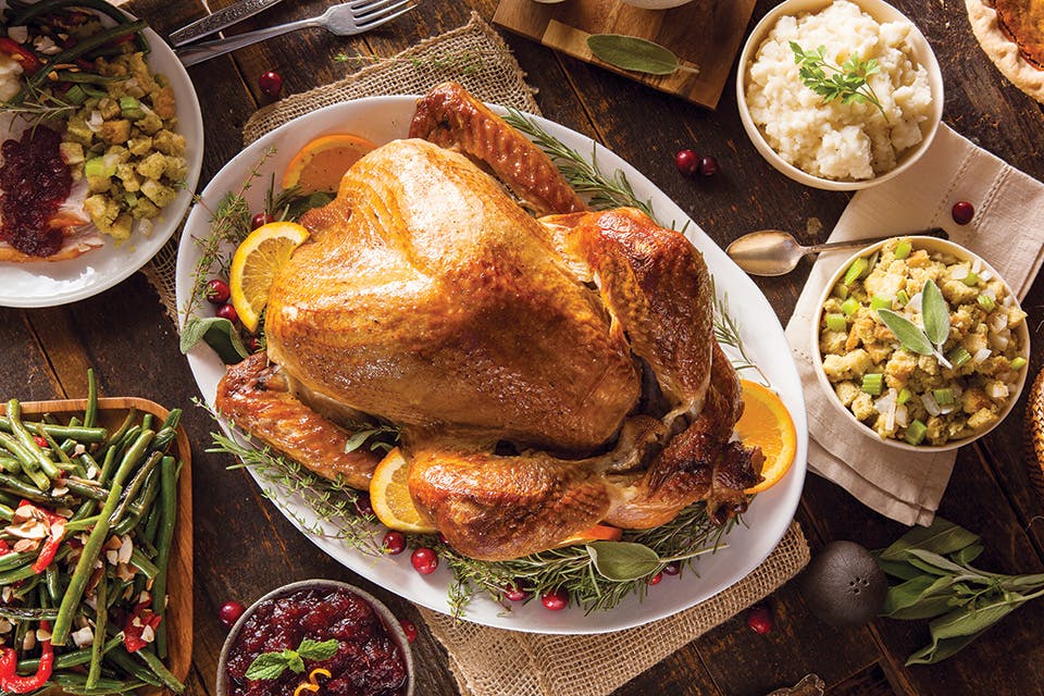 Holiday meal on table