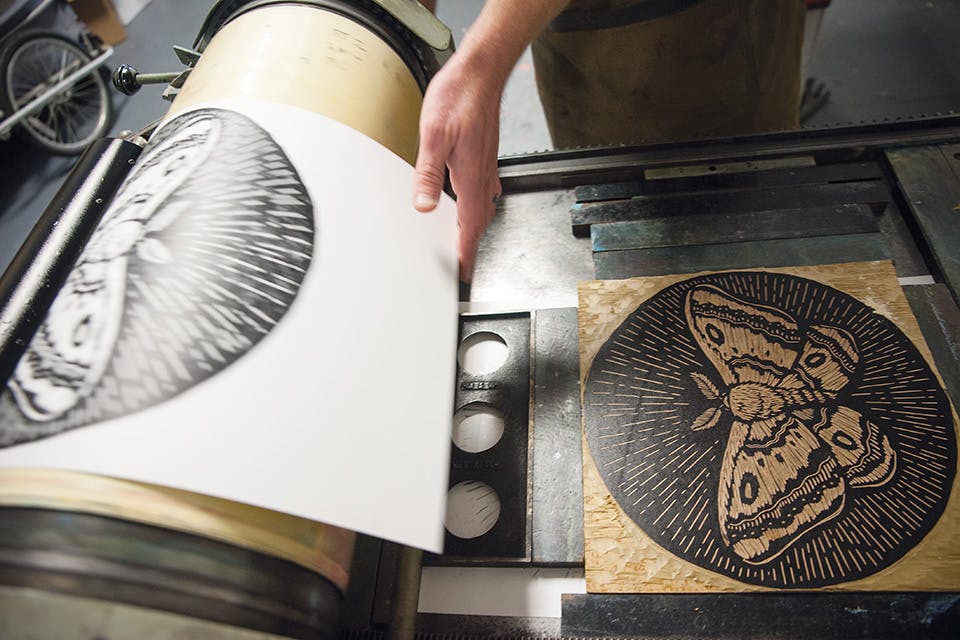 Justajar Design Press making a butterfly print (photo by Michelle Waters) Justajar Design Press making a butterfly print (photo by Michelle Waters)