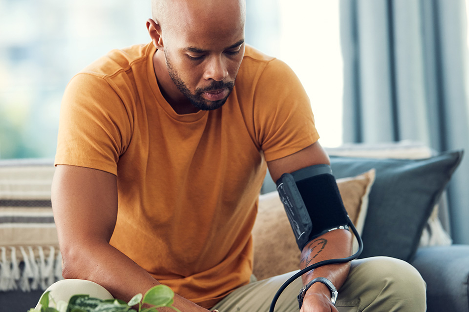 Man taking his blood pressure
