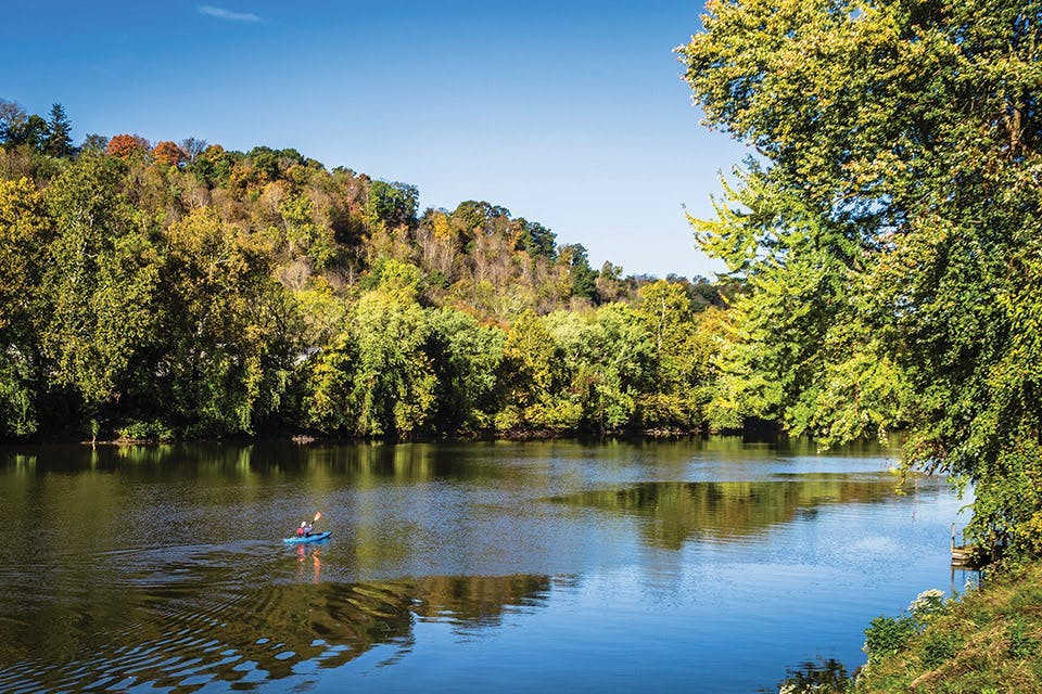 Person paddling on the Muskingum River