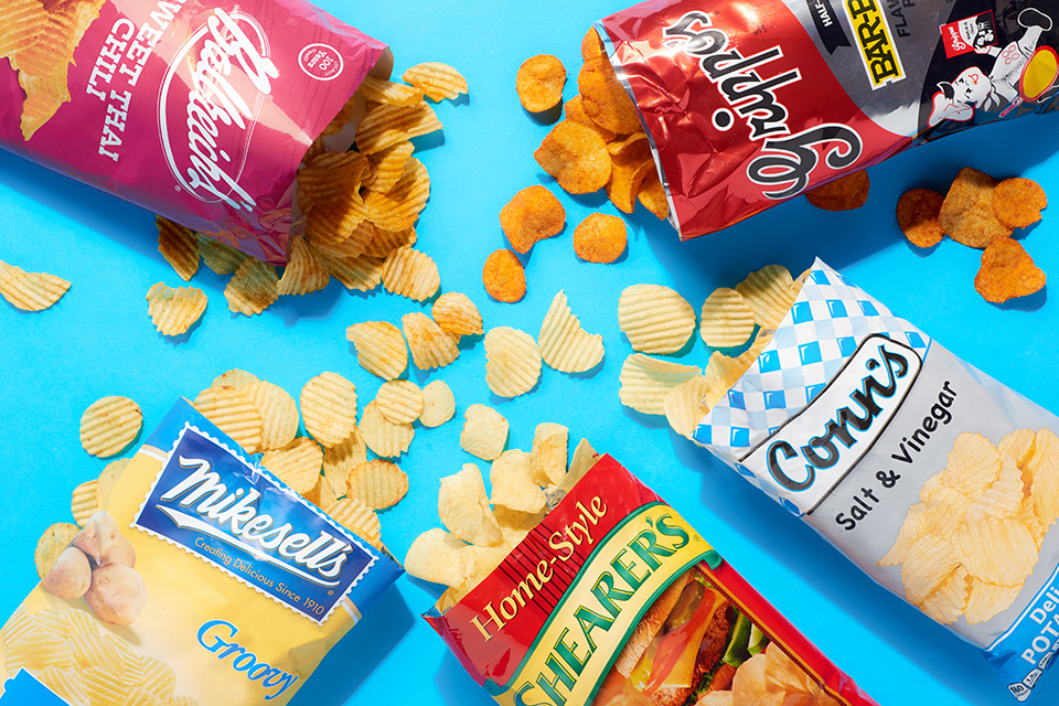 Ballreich's, Grippo's, Conn's, Shearer's and Mikesell's potato chips