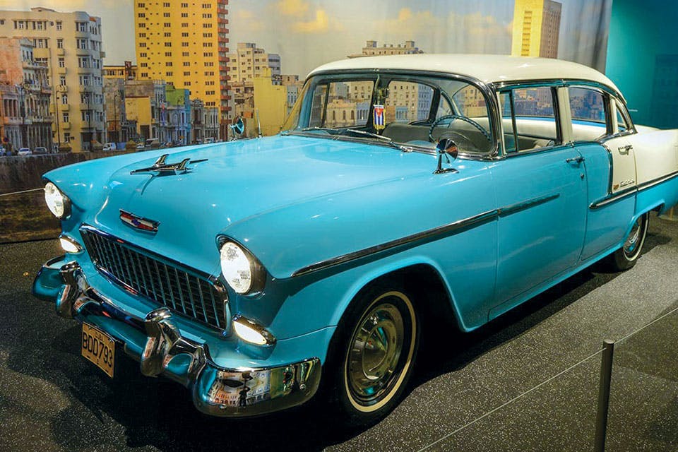 Vintage blue Chevrolet Bel Air at COSI