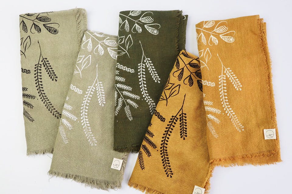 Eco Raw Studio light green, dark green and yellow bandanas Eco Raw Studio light green, dark green and yellow bandanas