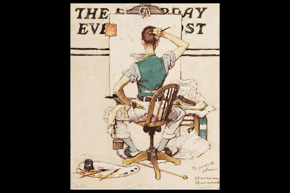 Norman Rockwell's "Study for Artist Facing Blank Canvas (Deadline)"