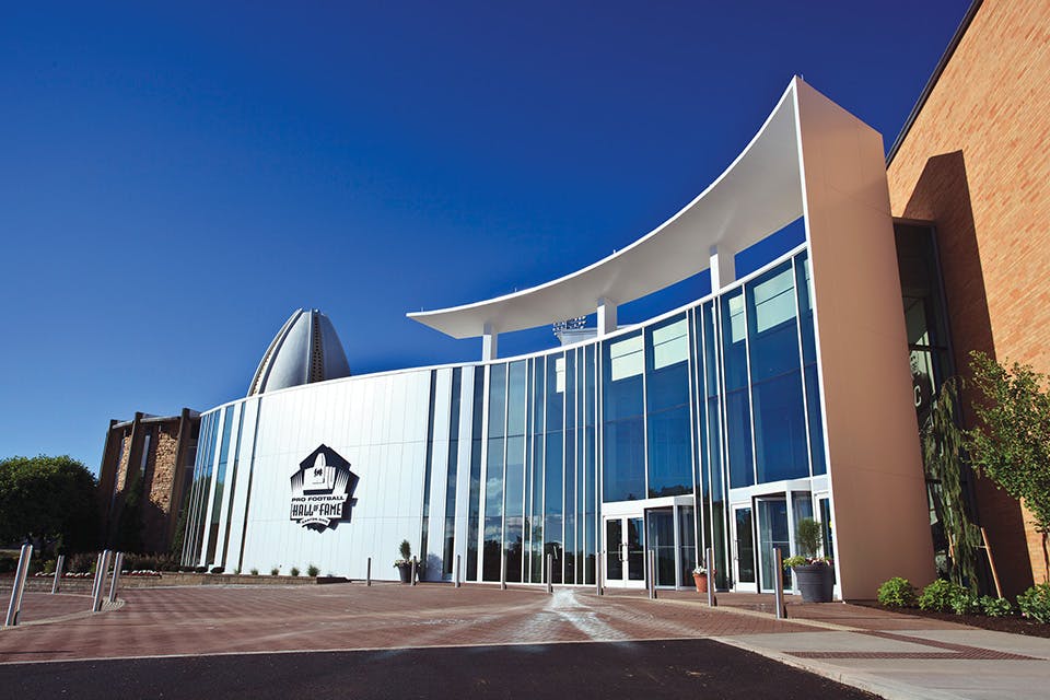 Pro Football Hall of Fame exterior in Canton (photo courtesy of Pro Football Hall of Fame)