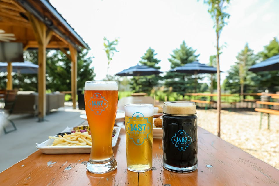 A trio of beers at 1487 Brewery in Plain City (photo by Britt Lakin)