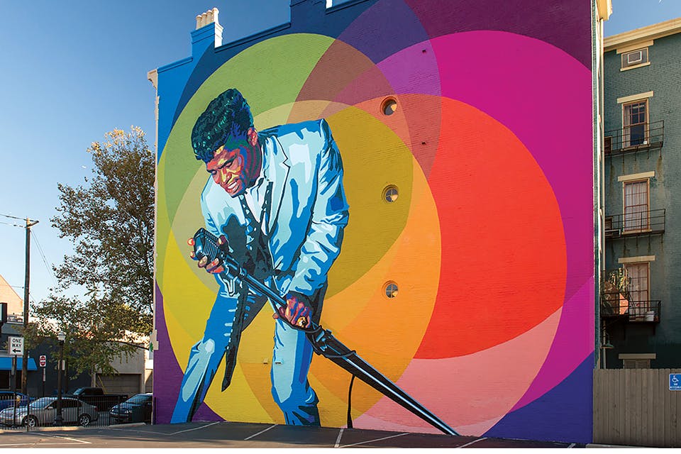 “Mr. Dynamite” mural of James Brown in Cincinnati (photo by J. Miles Wolf)