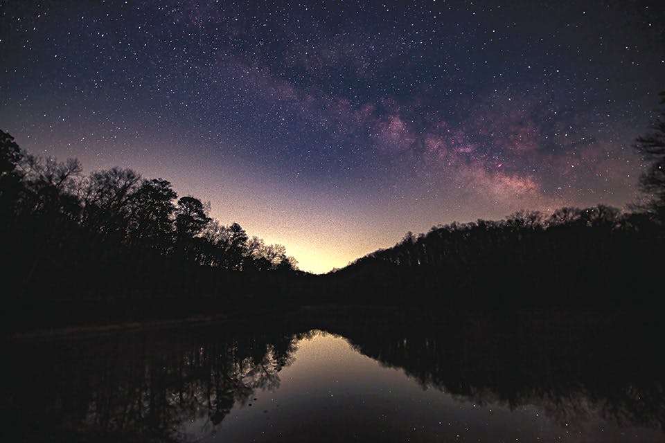Night sky over Bear Lake at Shawnee State Park in West Portsmouth (photo by Brian Prose)