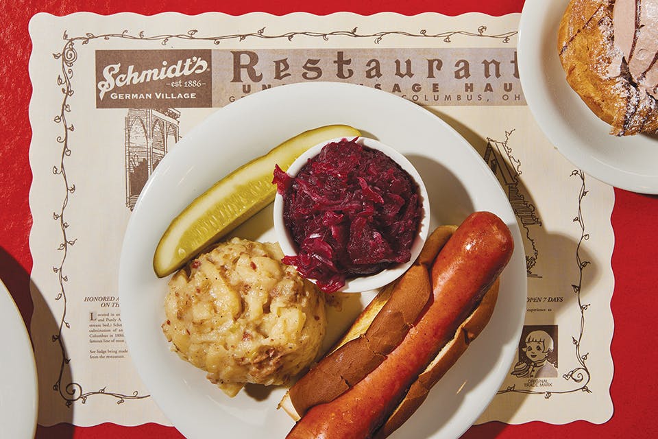 Columbus’ Schmidt’s Sausage Haus Bahama Mama meal and cream puff (photo by Brian Kaiser)
