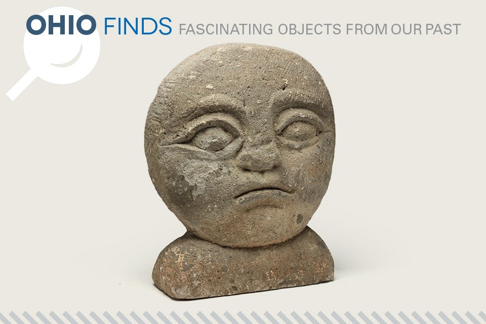 Moon shaped face stone carving attributed to artist Noble Stuart (photo courtesy of Garth’s Auctioneers & Appraisers)