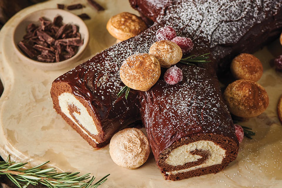 Buche de Noel (photo by Megann Galehouse, food styling by Katy Hale, set styling by Megan McLaughlin) Buche de Noel (photo by Megann Galehouse, food styling by Katy Hale, set styling by Megan McLaughlin)
