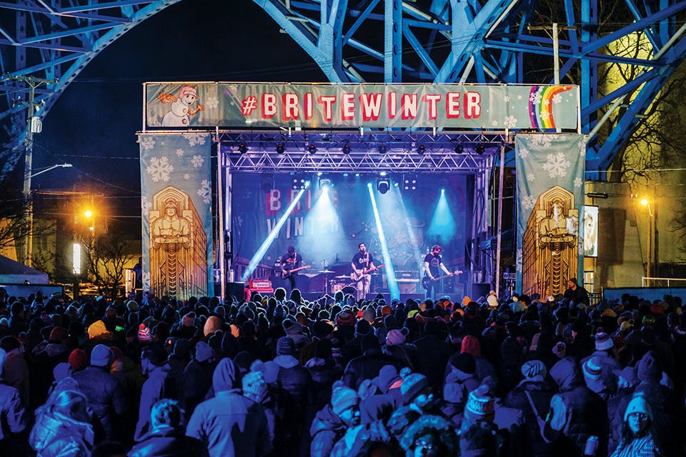 Band performing on stage at Brite Winter in Cleveland (photo by Dan Segal)