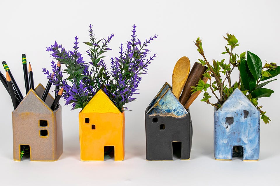 Ceramic houses from Sun Parlor Studio in Cleveland (photo courtesy of Sun Parlor Studio)