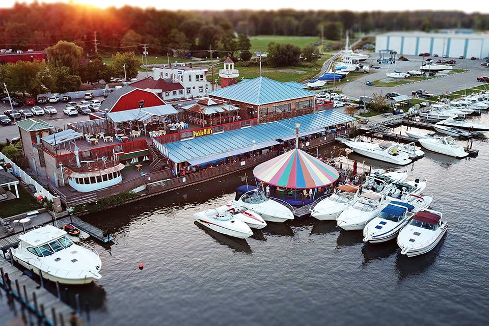 Aerial view of Pickle Bill’s Lobster House in Grand River (photo courtesy of Pickle Bill’s Lobster House)