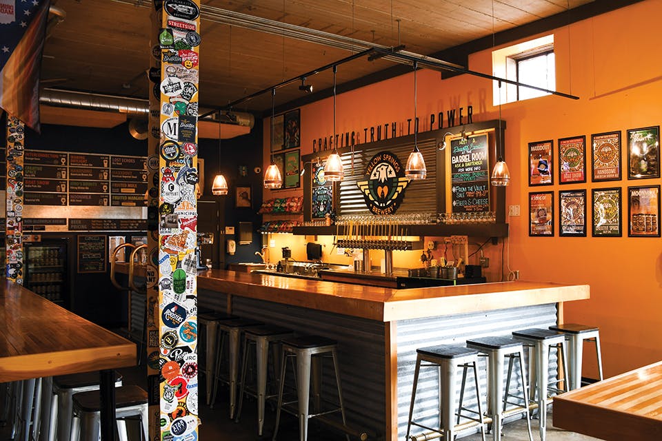 The interior of the taproom at Yellow Springs Brewery (photo courtesy of Yellow Springs Brewery)