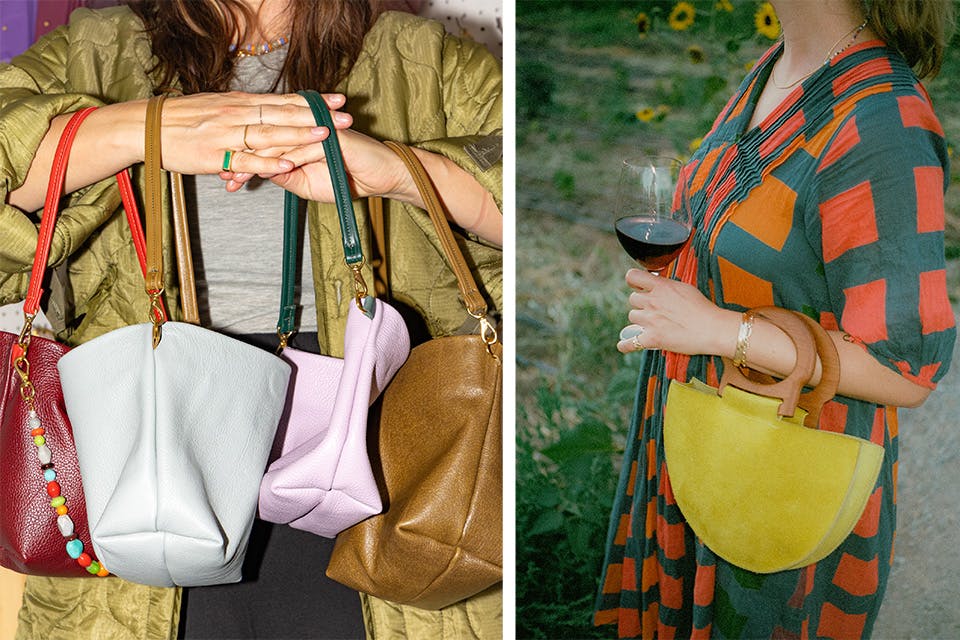 Party bucket and crescent woodie bags from Quinn McIlhargey Nicholson’s Baqette in Cincinnati (photos by @byhatsue)