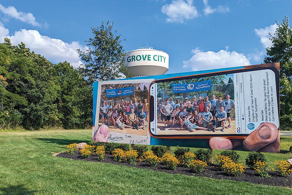 “Game Time” mural at Fryer Park in Grove City (photo by David Lane)