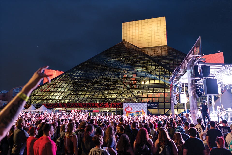 Crowd at Rock & Roll Hall of Fame in Cleveland (photo by Aerial Agents)