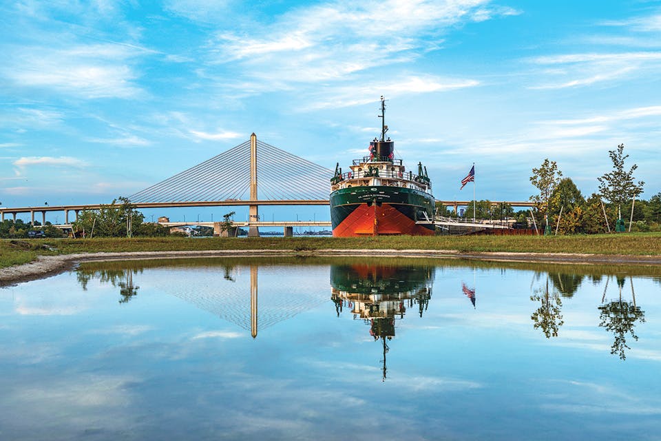Col. James M. Schoonmaker freighter moored outside the National Museum of the Great Lakes in Toledo (photo by Doug Hinebaugh)