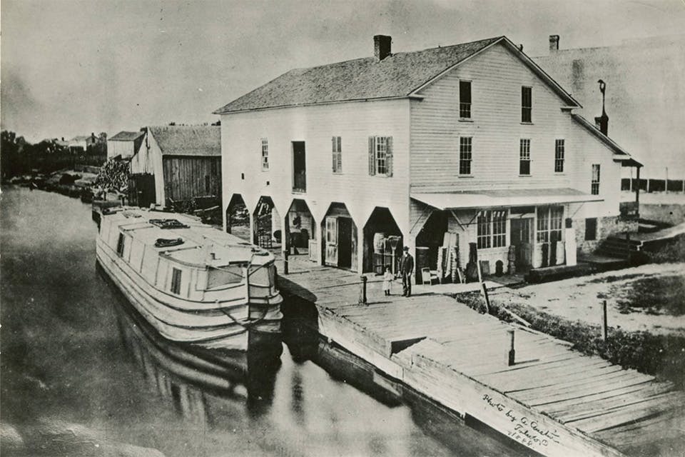 Historic photo of Rupp’s Store on the Miami & Erie Canal in Waterville (photo courtesy of Ohio History Connection)