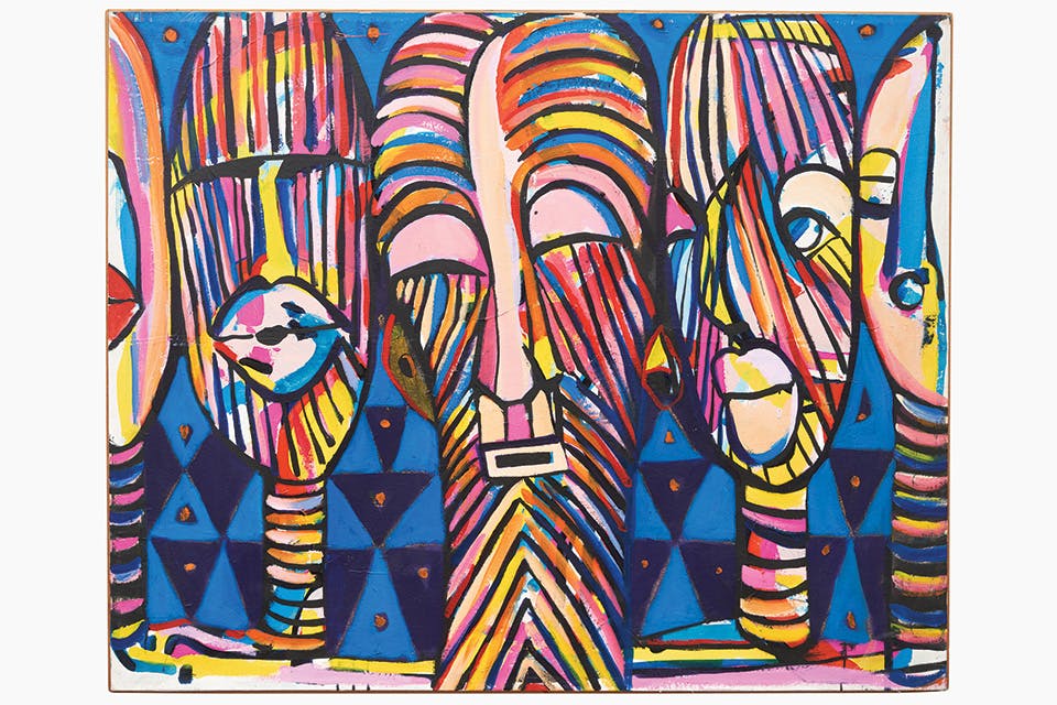Curtis Barnes Sr.’s “Masks” at the Dayton Art Institute (photo courtesy of the Barnes Family)