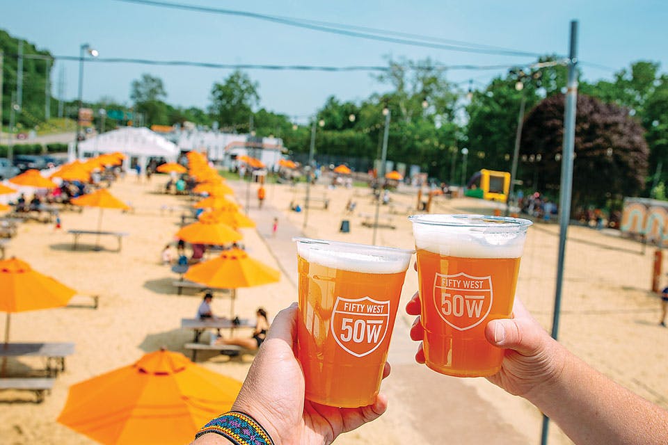 Fifty West Brewing Co. in Cincinnati offers spots for pints and play (photo by Julie Turner)