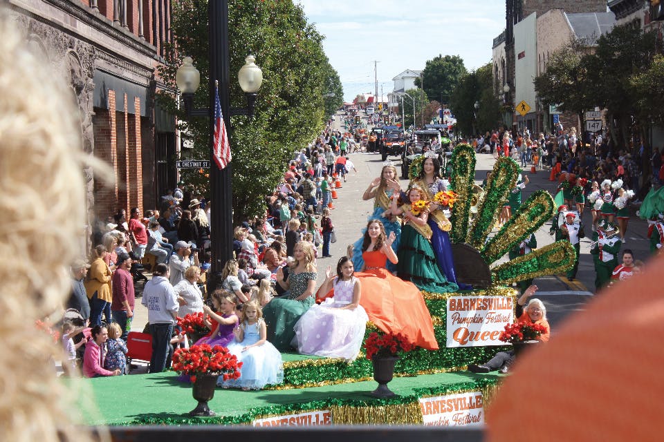 Women on parade float at Barnesville Pumpkin Festival in Barnesville (photo courtesy of Barnesville Pumpkin Festival) Women on parade float at Barnesville Pumpkin Festival in Barnesville (photo courtesy of Barnesville Pumpkin Festival)