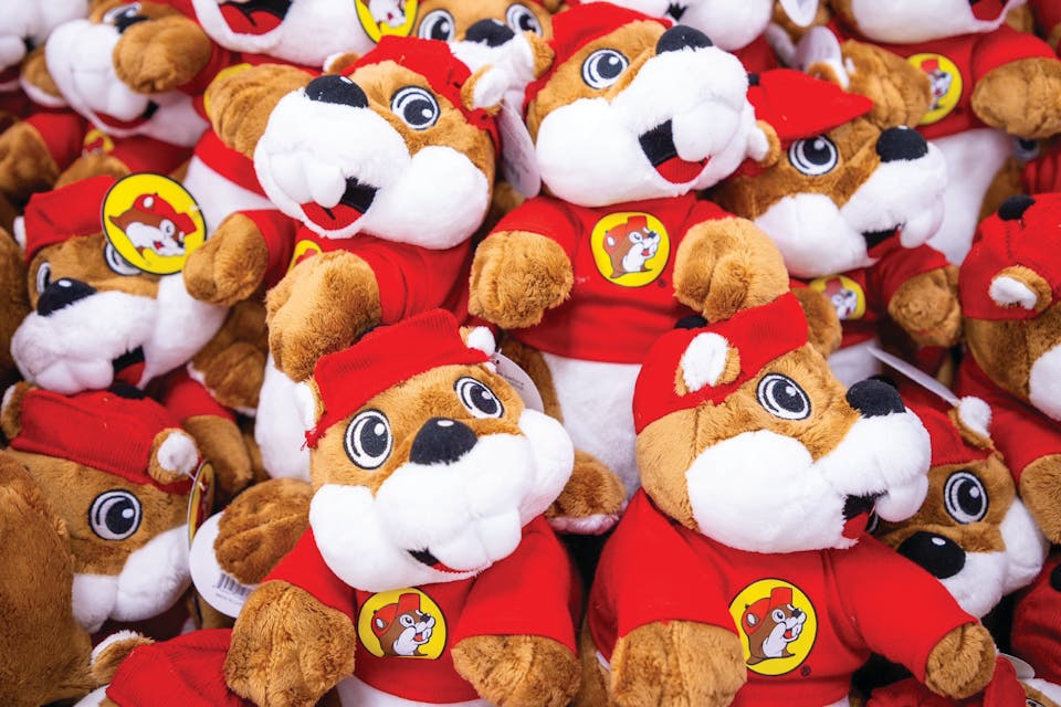 Pile of plush Buc ee stuffed animals (photo courtesy of Buc ee’s)