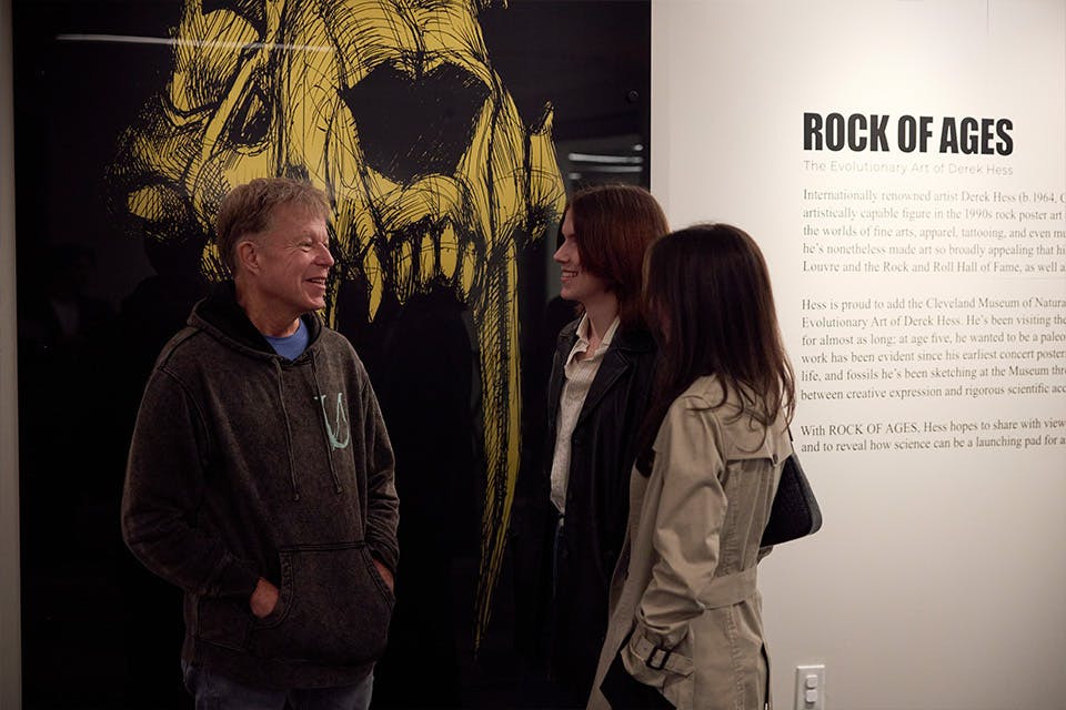 Artist Derek Hess at his exhibition opening at the Cleveland Museum of Natural History (photo by Angelo Merendino)