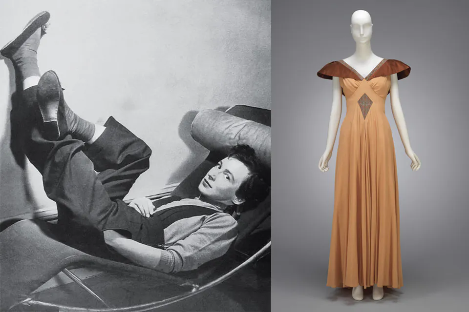 Clothing designer Elizabeth Hawes (photo by Mary Morris Lawrence); Evening Dress (photo by Rob Deslongchamps)