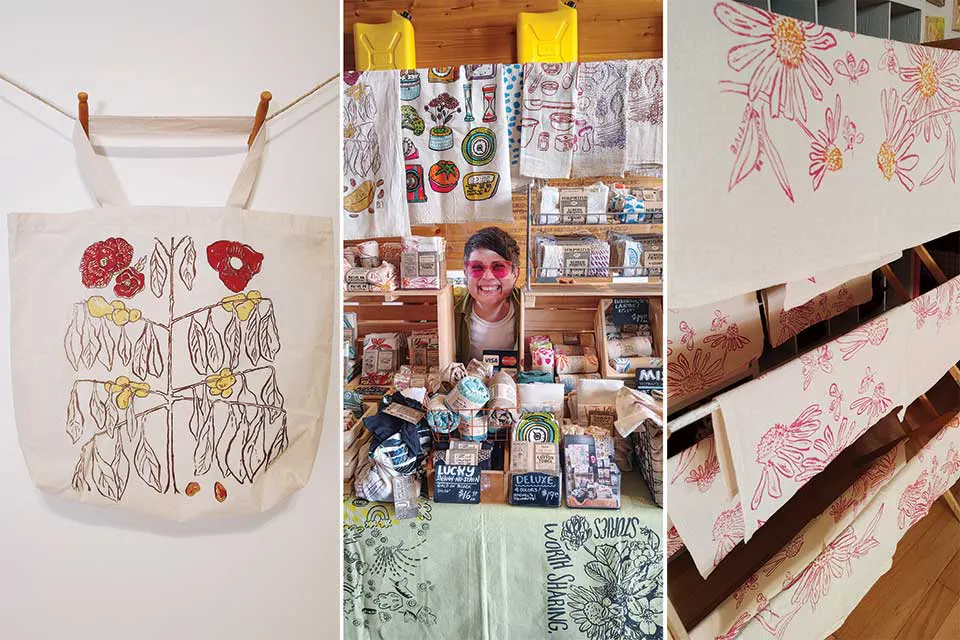 Totes, tea towels and Rachel Dominguez Benner from Rachel DB Creative in Dayton (photos courtesy of Rachel Dominguez Benner)