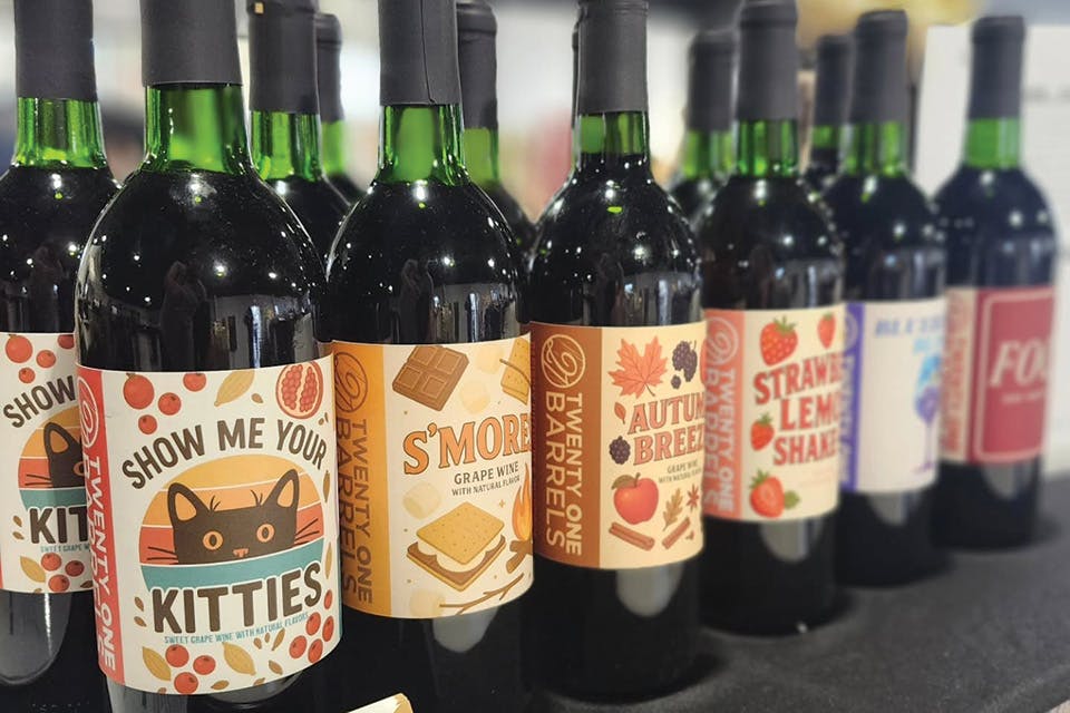 Wine bottles from the Darke County Wine Festival (photo courtesy of Darke County Visitors Bureau)