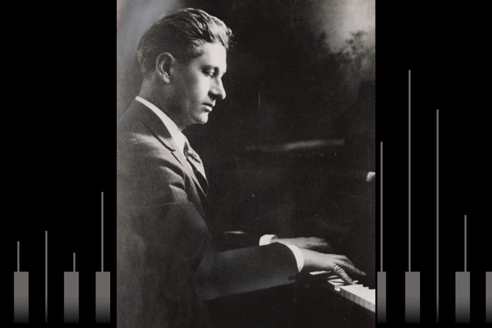 Songwriter Ernest Ball playing piano in 1952 (photo courtesy of Cleveland Public Library)