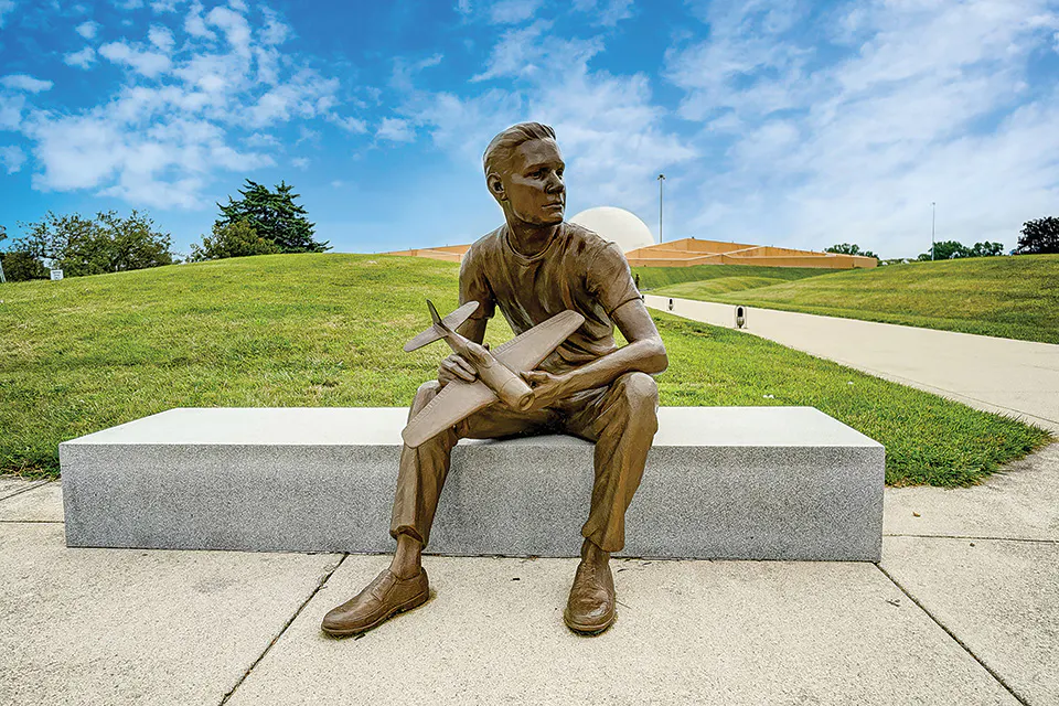 Neil Armstrong bronze statue outside Armstrong Air & Space Museum in Wapakoneta (photo courtesy of Armstrong Air & Space Museum)
