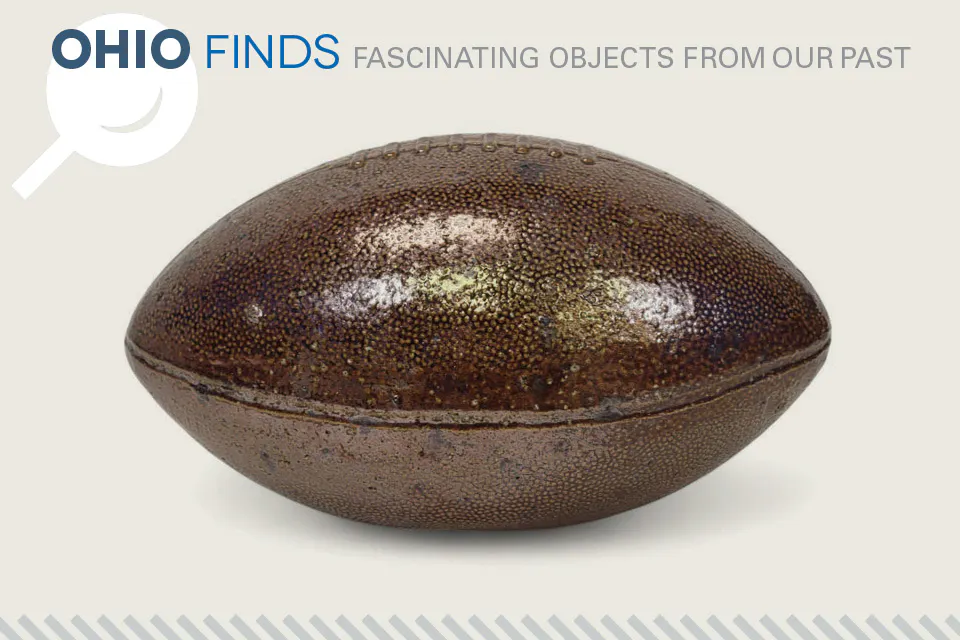 10 inch sewer tile football made by Edward J. Ellwood of Uhrichsville (photo courtesy of Meander Auctions)