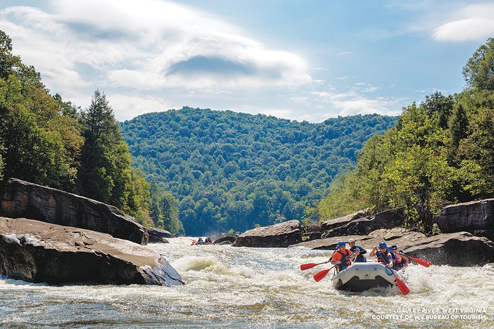 Family white water rafting in West Virginia